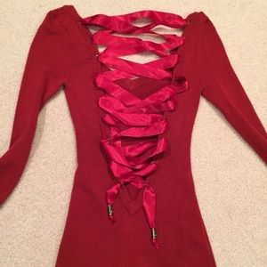 BEAUTIFUL HOLIDAY red ribbon tie up dress! 🥰